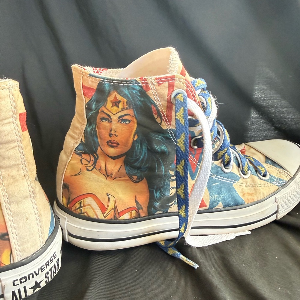 Converse Comic Hero High-Tops in Blue and Red - Picture 9 of 11